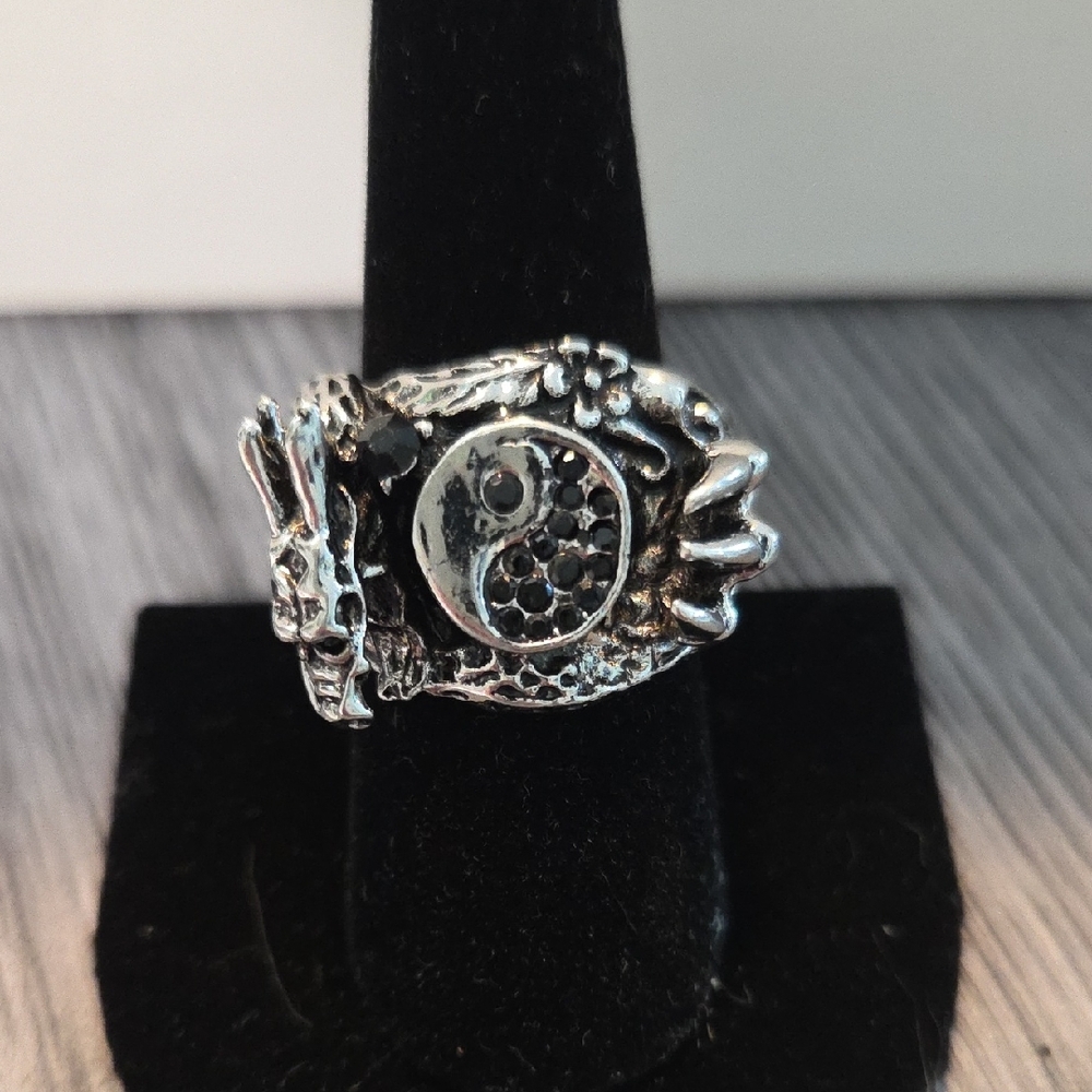 Stainless Steel Dragon Yin Yang Ring